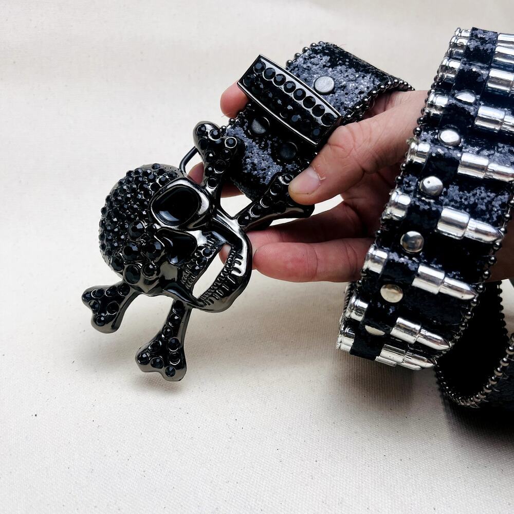 y2k 2000s classic pyramid studded bullet silver skull goth emo belt